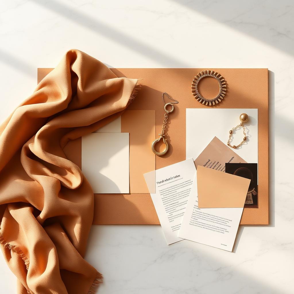Mood board with fabric swatches